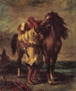 Eugene Delacroix Moroccan in the Sattein of its horse oil painting reproduction